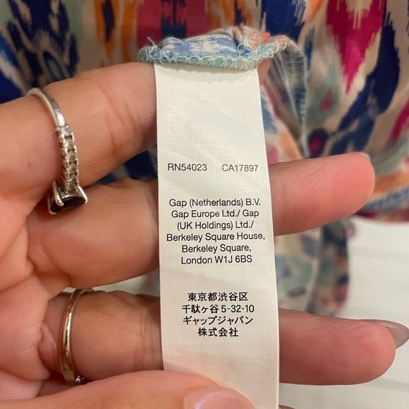 Gap Strapless Smocked Bodice Maxi Dress Ikat Print w/ Side Slits – Size S - Picture 6 of 8